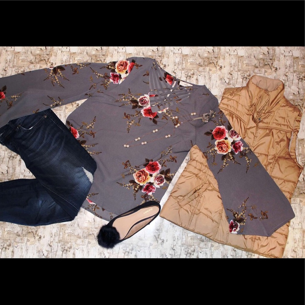 Grey floral top